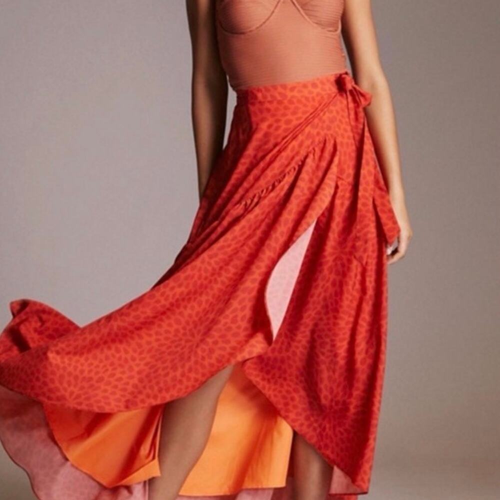 NWT Hutch Anthropologie Wrap Midi Skirt Size Large High Low MSRP $140